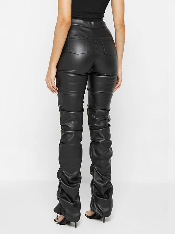 Faux Leather Ruched Pants