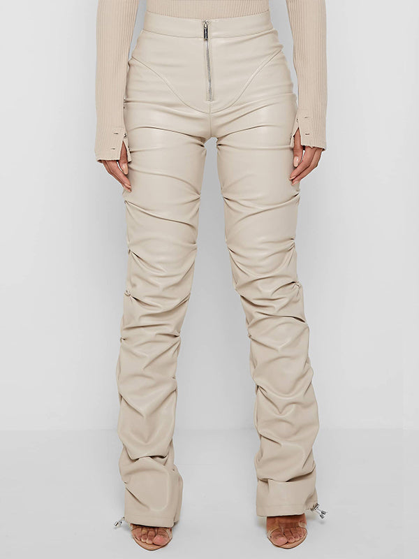 Faux Leather Ruched Pants