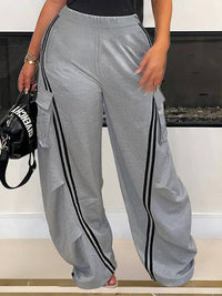 Stripe Cargo Wide-Leg Pants