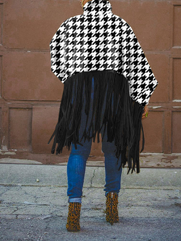 Fringe Turtleneck Tunic Top