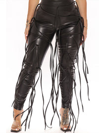 Indiebeautie Lace-Up Faux-Leather Pants