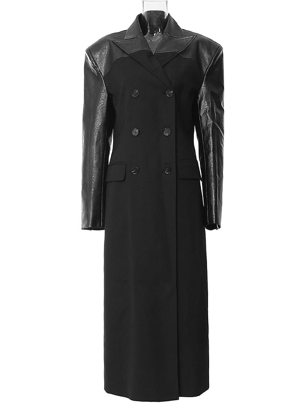 Faux-Leather Combo Trench