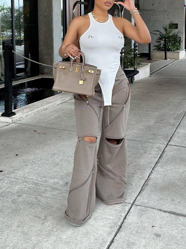 Indiebeautie Solid Zip Pants