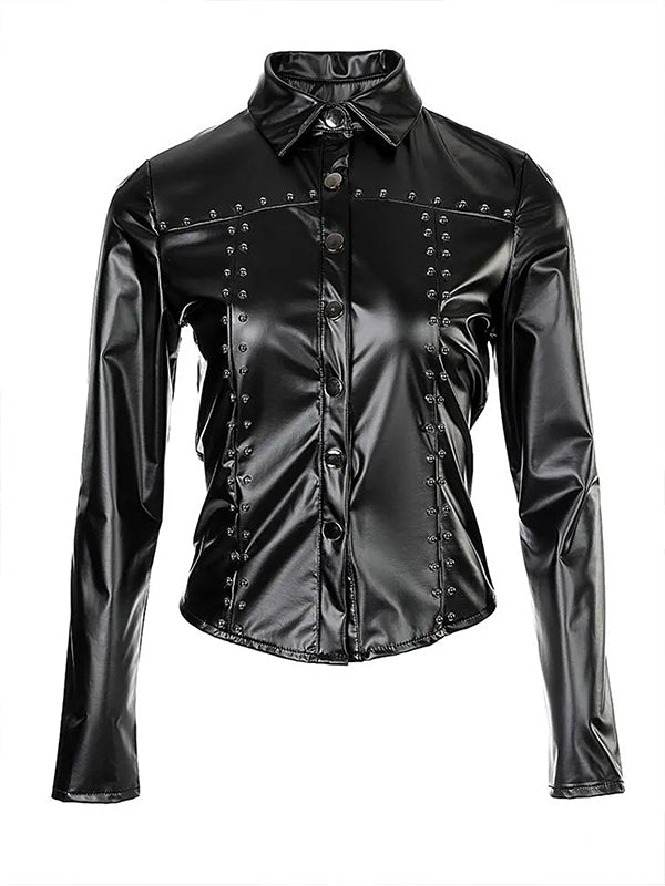 Indiebeautie Studded Faux-Leather Shirt