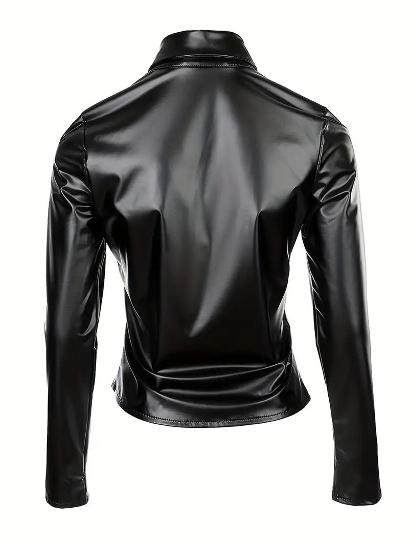 Indiebeautie Studded Faux-Leather Shirt