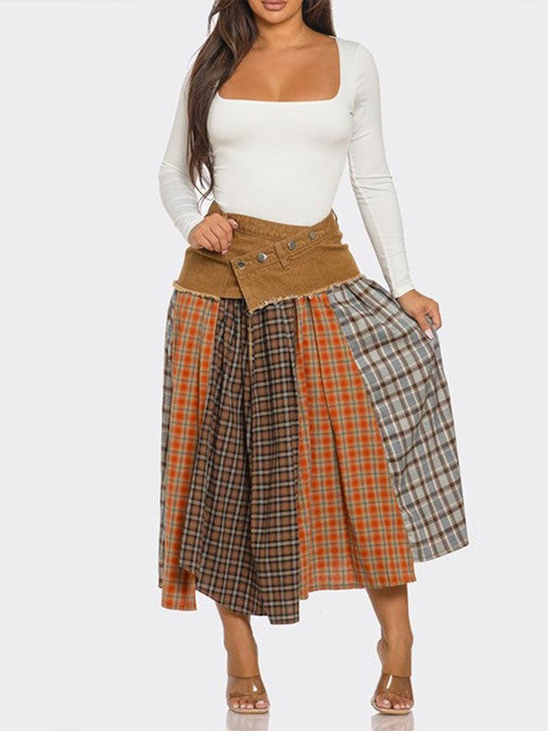 Plaid Combo Skirt