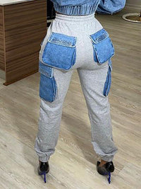 Denim Combo Cargo Pants