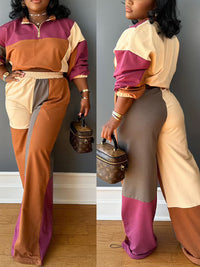 Colorblock Zip Top & Pants Set