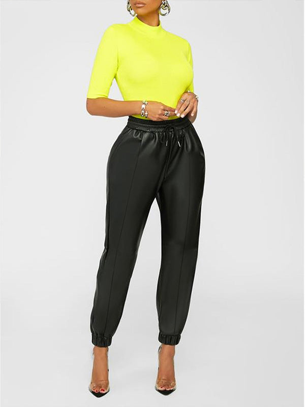 Faux-Leather Jogger Pants