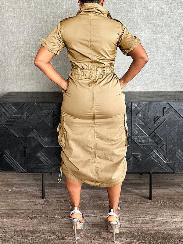 Zip-Front Cargo Dress