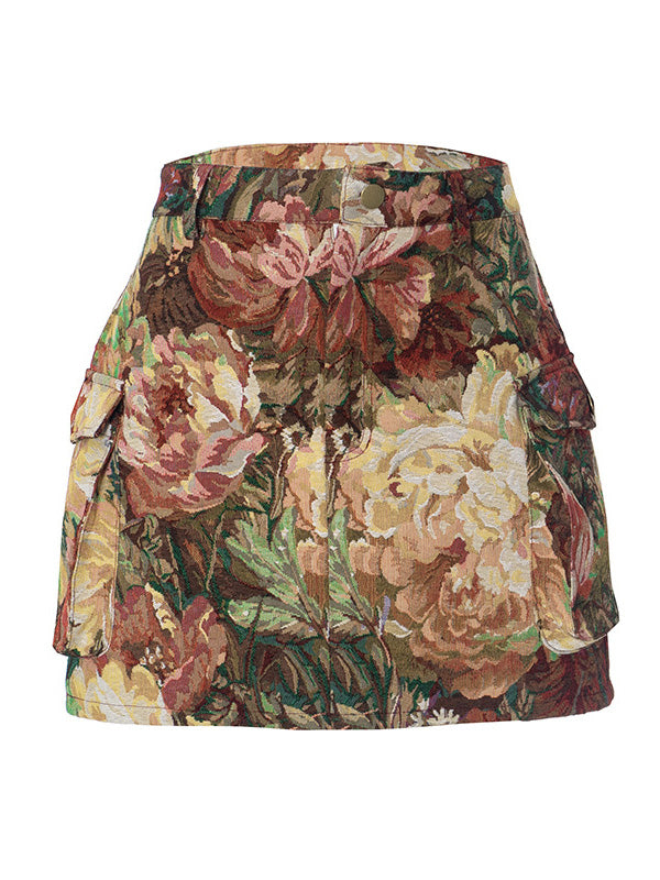 Printed Cargo Skirt