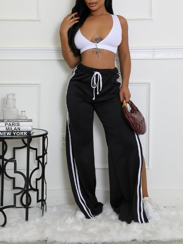 Side Stripe Slit Pants