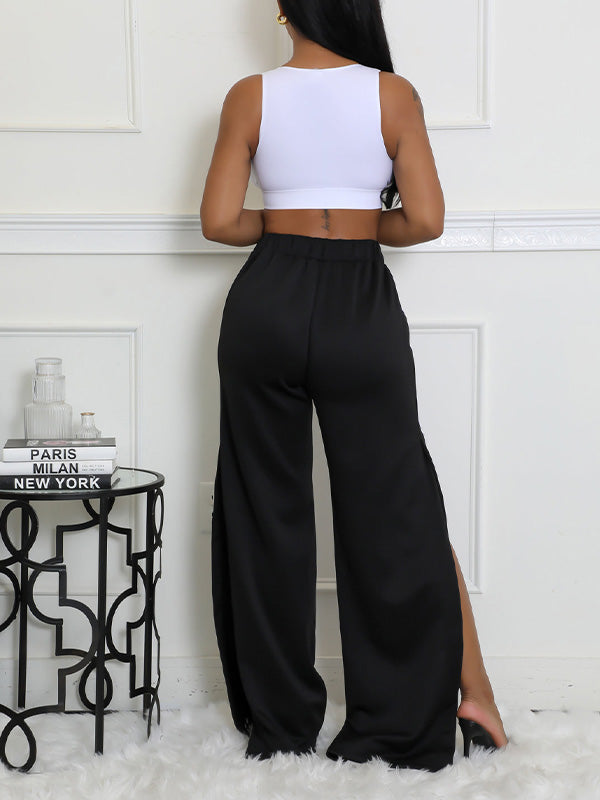 Side Stripe Slit Pants