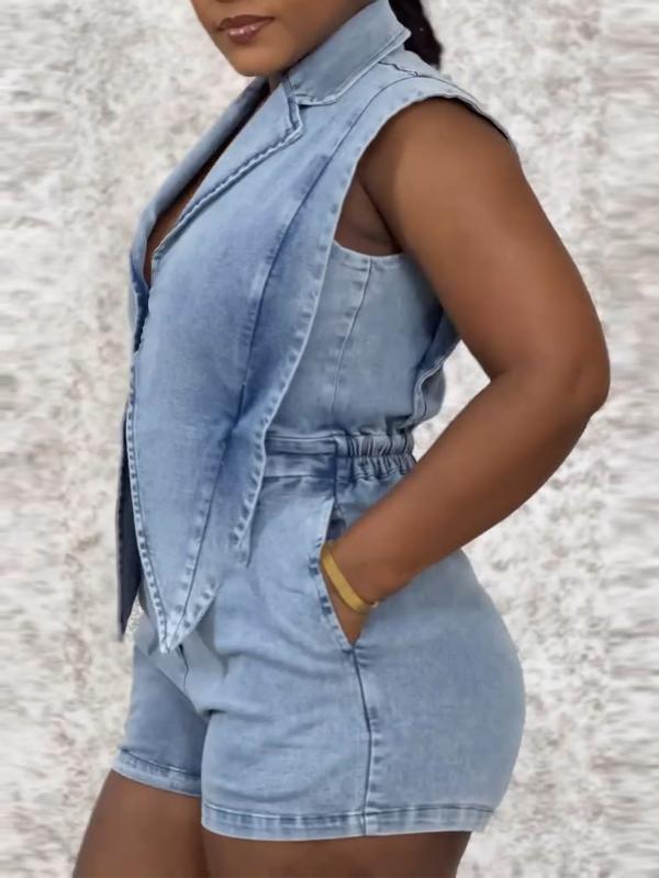 Sleeveless Denim Romper