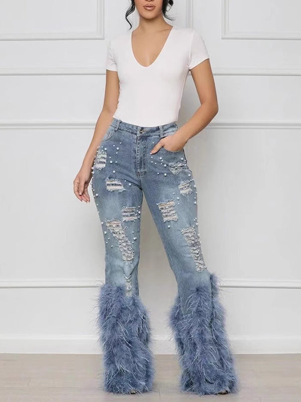 Indiebeautie Feather Combo Ripped Jeans