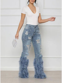 Indiebeautie Feather Combo Ripped Jeans