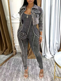 Indiebeautie Printed Jacket & Jumpsuit Set