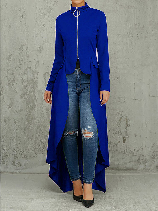 Zip-Front High-Low Tunic Top