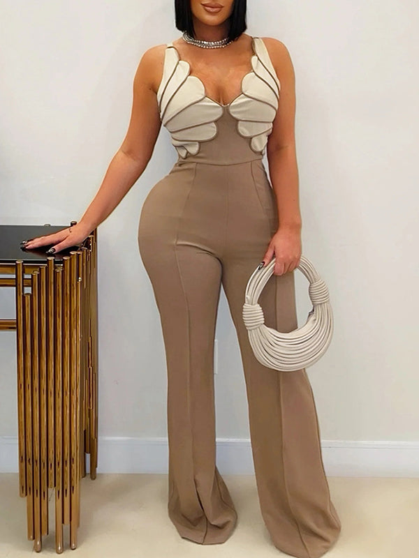 Two-Tone Sleeveless Jumpsuit