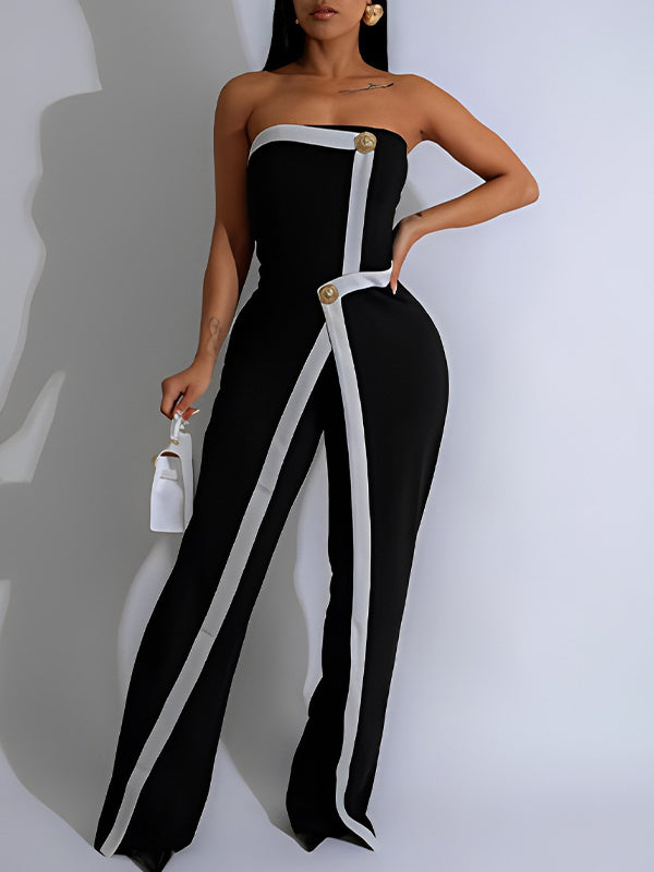 Two-Tone Strapless Jumpsuit