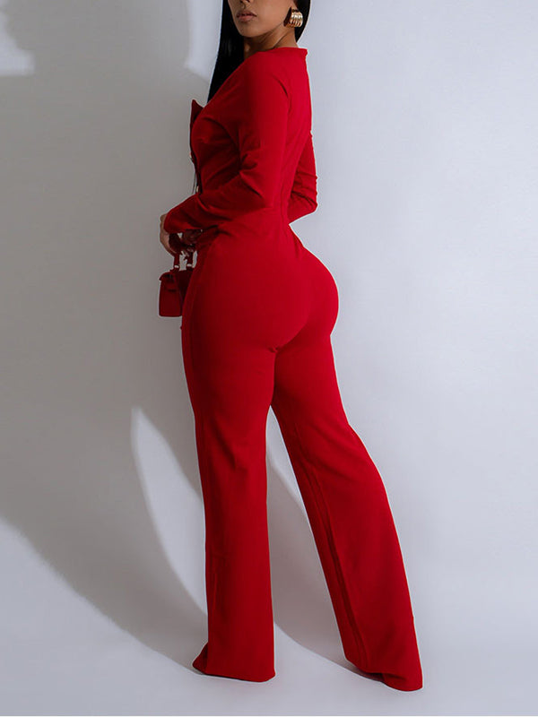 Solid Button Jumpsuit