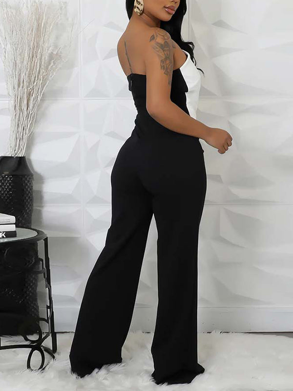 Two-Tone Button Jumpsuit