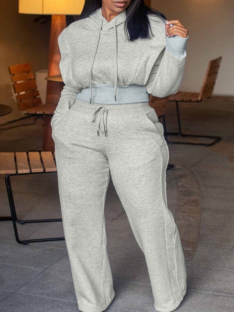 Solid Hoodie & Pants Set