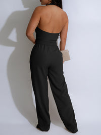 Solid Halter Vest & Pants Set