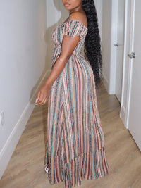 Indiebeautie Stripe Off-Shoulder Dress