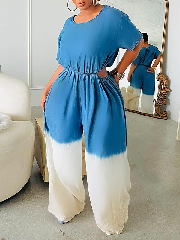 Two-Tone Cutout Jumpsuit