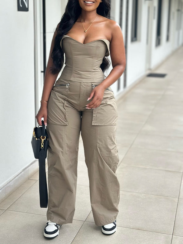 Strapless Cargo Jumpsuit