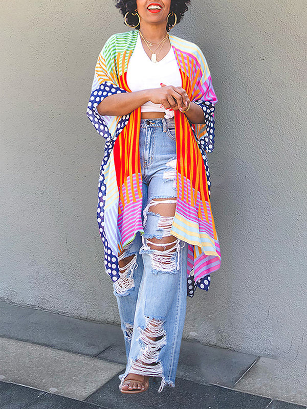 Printed Open-Front Kimono