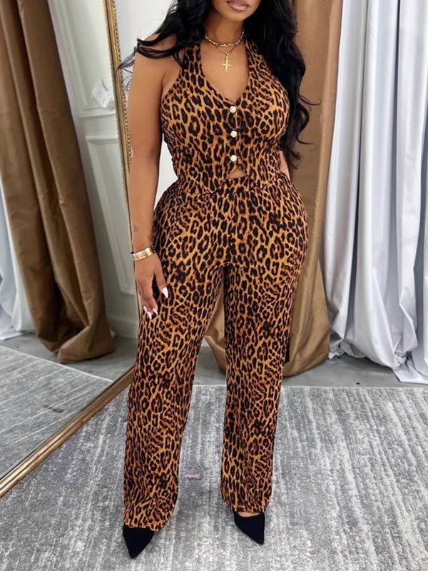 Leopard Vest & Pants Set