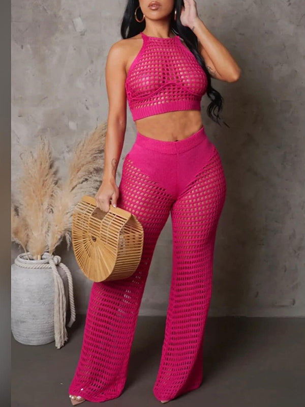 Mesh Halter Top & Pants Set