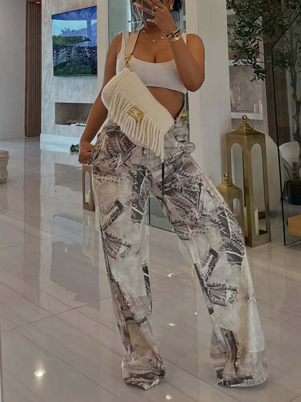 Printed Wide-Leg Pants