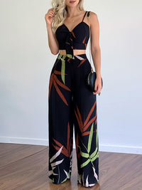 Printed Cami Top & Wide-Leg Pants Set