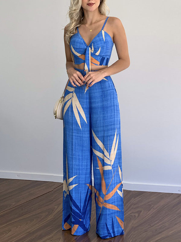 Printed Cami Top & Wide-Leg Pants Set