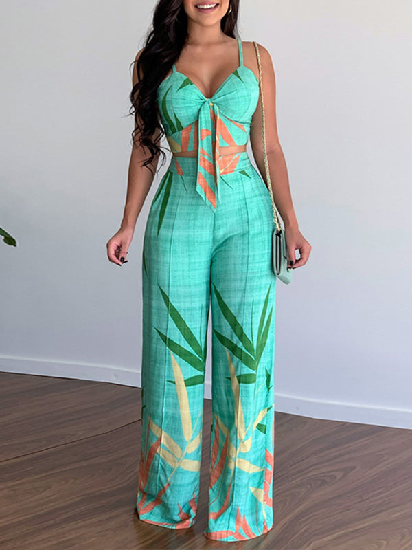 Printed Cami Top & Wide-Leg Pants Set