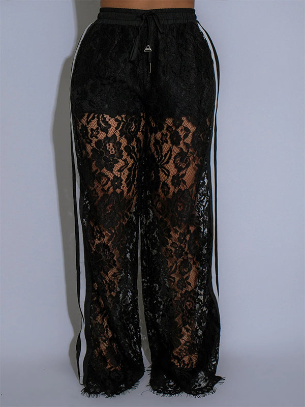 Side Stripe Lace Pants