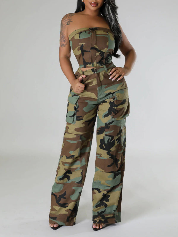 Camo Tube Top & Cargo Pants Set