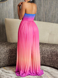 Ombre Strapless Pleated Jumpsuit