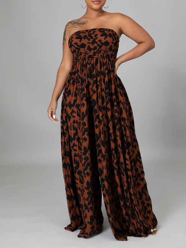 Smocked Wide-Leg Jumpsuit