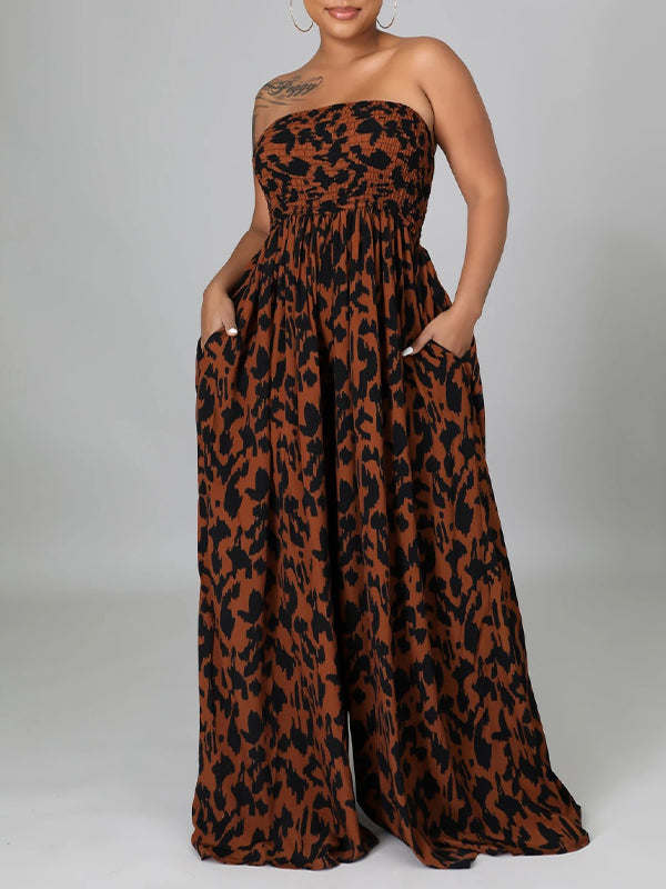 Smocked Wide-Leg Jumpsuit