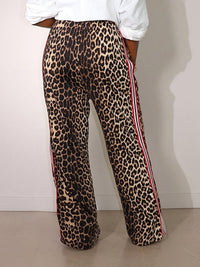 Side-Stripe Leopard Pants