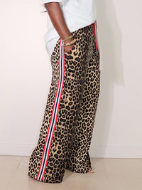 Side-Stripe Leopard Pants