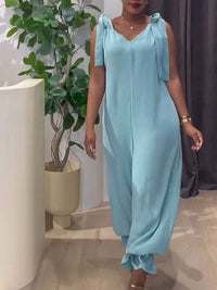 V-Neck Sleeveless Tied Jumpsuit