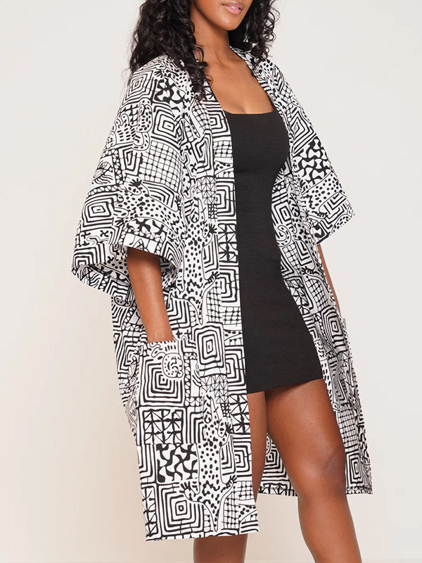 Printed Open-Front Kimono