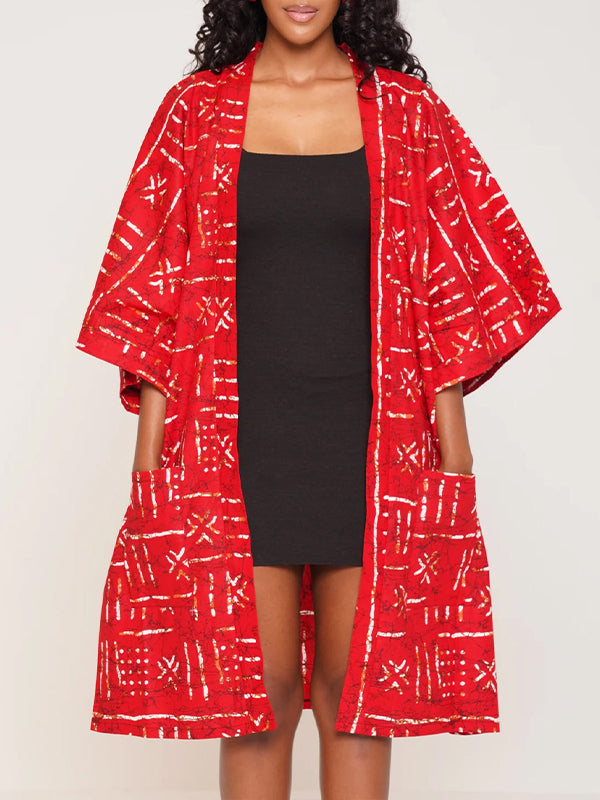 Printed Open-Front Kimono