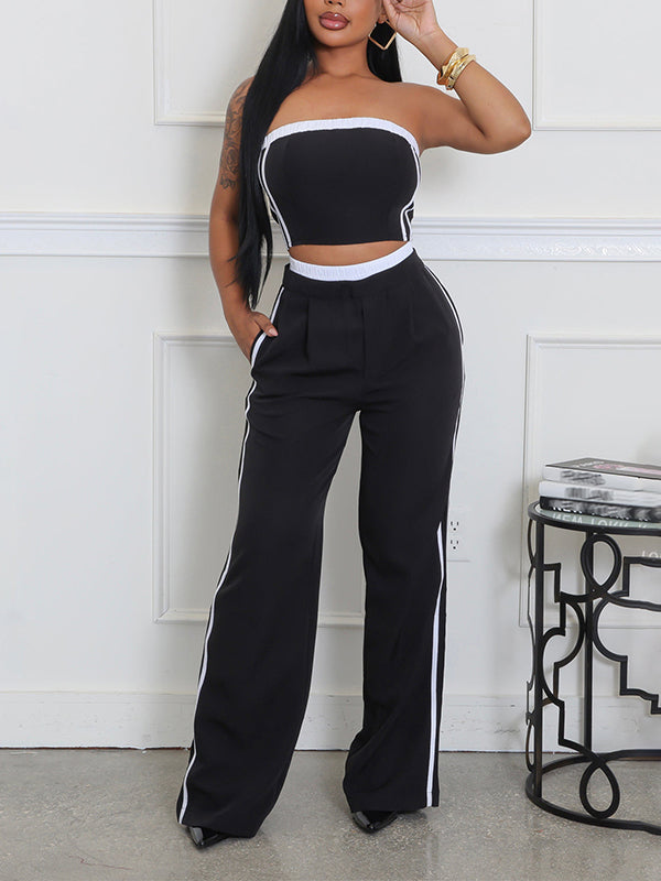 Side-Stripe Tube Top & Pants Set