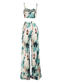 Printed Cami Top & Wide-Leg Pants Set